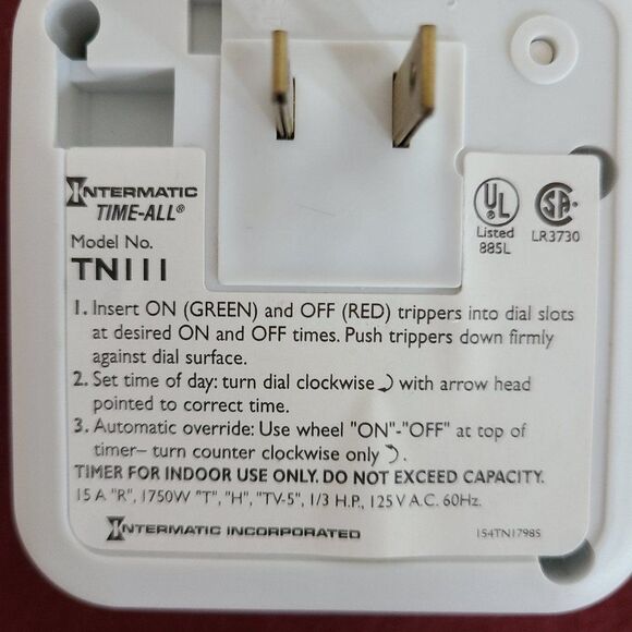 Intermatic Time-All TN111 15 Amp Timer for Indoor Lights and Decorations - Picture 6 of 6